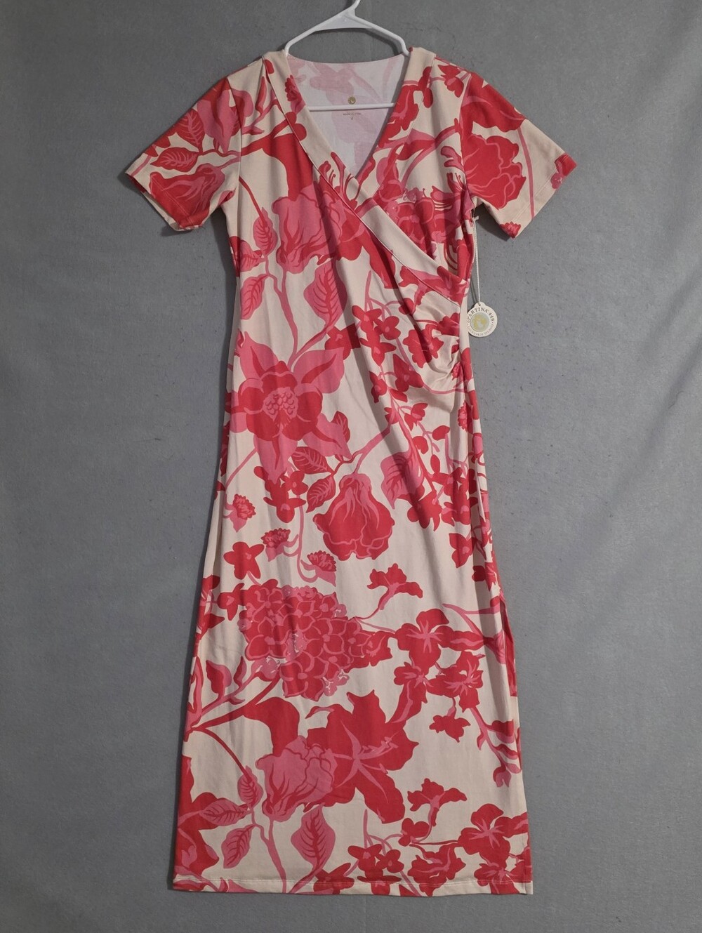 NWT Spartina 449 Womens Junetta Faux Wrap Midi Dress Castillo Floral Size Small